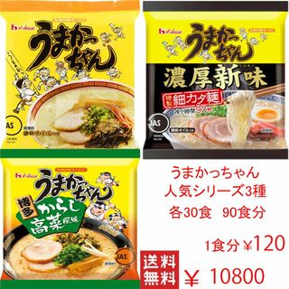 大特価　　数量限定　うまかっちゃん　人気シリーズ3種各30食分　90食分(麺類)