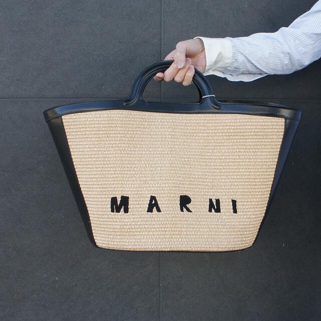 レディースマルニMARNIトロピカリア　ラージ　トート　ラフィアかご　ブラック　新品　正規