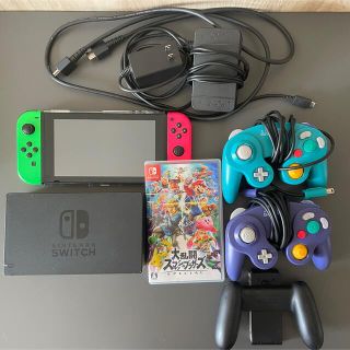 ニンテンドースイッチ(Nintendo Switch)のswitch本体　スマブラ　コントローラーセット(訳あり)(家庭用ゲーム機本体)