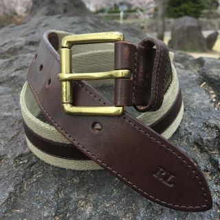 ラルフローレン(Ralph Lauren)のles様専用Ralph Laurenキャンバス.レザーベルト【made in A(ベルト)