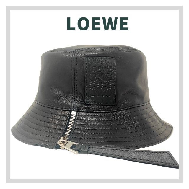 大きな割引 LOEWE レザー ブラック ハット アナグラム ロエベ LOEWE