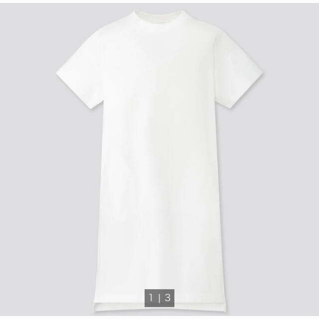 UNIQLO(ユニクロ)のユニクロ　女の子　130 ワンピース  Tシャツ チュニック 白　ガールズ キッズ/ベビー/マタニティのキッズ服女の子用(90cm~)(ワンピース)の商品写真