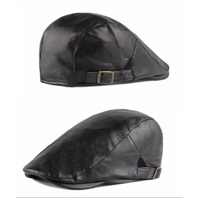 EE08★13　値下げ☆ハンチング帽　ベレー帽　ブラック　レザー風 レディースの帽子(ハンチング/ベレー帽)の商品写真