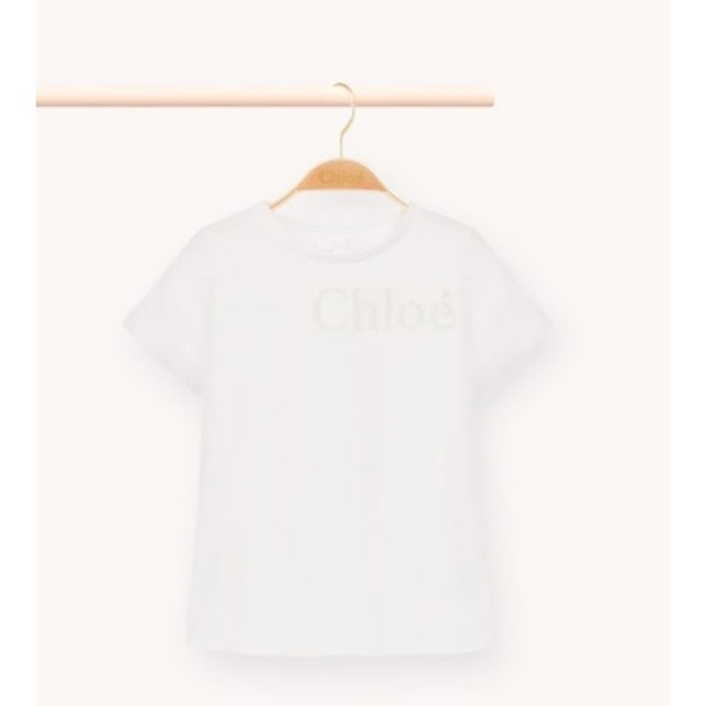 Chloe(クロエ)のChloé クロエ パーフォレイテッドTシャツ オーガニックコットンジャージー  キッズ/ベビー/マタニティのキッズ服女の子用(90cm~)(Tシャツ/カットソー)の商品写真