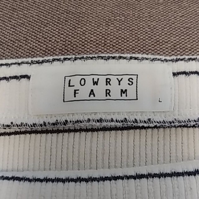 LOWRYS FARM(ローリーズファーム)のボーダーカットソー 七分袖　ホワイト　白　ネイビー　紺　レディース　Lサイズ レディースのトップス(カットソー(長袖/七分))の商品写真