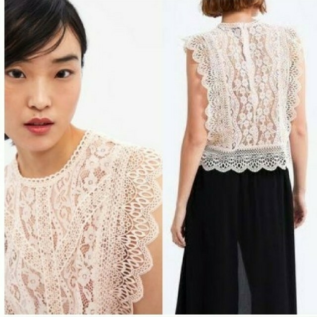 ZARA - 【新品】ZARA コントラスト レーストップスの通販 by ZARA - 【新品】ZARA コントラスト レーストップスの通販 by