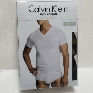 カルバンクライン(Calvin Klein)の3枚組　Calvin Klein　VネックTシャツ　綿100%　ブラック(Tシャツ/カットソー(半袖/袖なし))