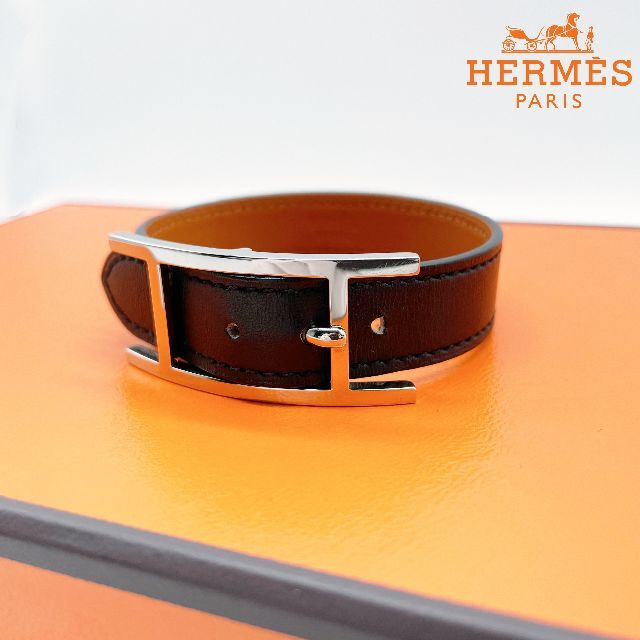 HERMES　エルメス　ブレスレット　Hバックル　バングル　黒　ブラック