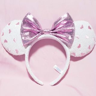 ディズニー(Disney)の【新品】TDR ディズニー ミニーカチューシャ デイジー 白 ピンクハート　1点(カチューシャ)