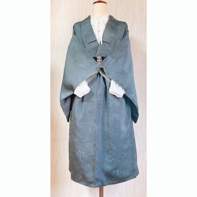 展示品 ◇着物リメイク◇ セットアップ 道行 ゴムベルト付き 紺