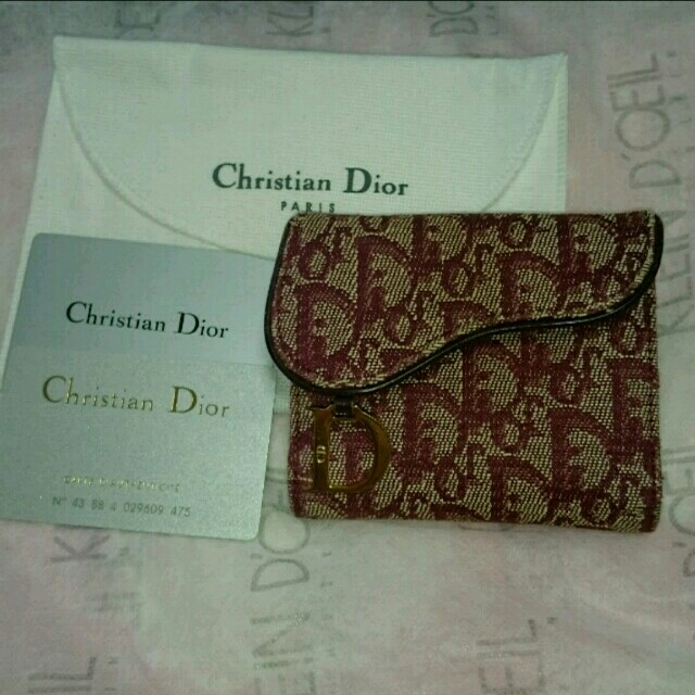 レディース【美品】ディオール Christian Dior２つ折り 財布 レッド 送料込