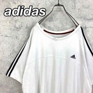 アディダス(adidas)の希少 90s アディダス Tシャツ 刺繍ロゴ 袖ライン ビッグシルエット(Tシャツ/カットソー(半袖/袖なし))