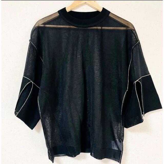 Ameri VINTAGE(アメリヴィンテージ)の週末価格‼️CLANE❤️SEE THROUGH LINE KNIT TOPS レディースのトップス(シャツ/ブラウス(半袖/袖なし))の商品写真