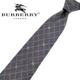 バーバリー(BURBERRY)の【美品】BURBERRY バーバリー グラフチェック ネクタイ グレー ホース柄(ネクタイ)