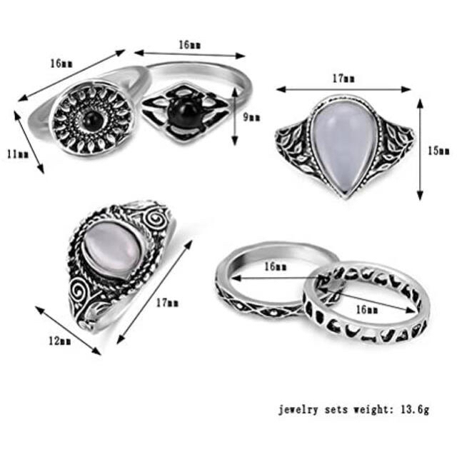 ボヘミアン  ヴィンテージ　リング　9点セット レディースのアクセサリー(リング(指輪))の商品写真