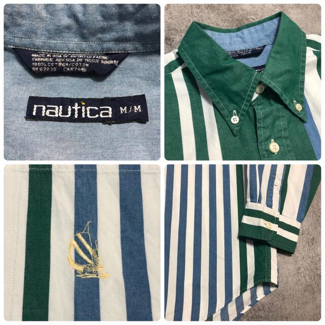 NAUTICA(ノーティカ)のノーティカ☆USA製ポケット刺繍ロゴマルチストライプシャツ 90s メンズのトップス(シャツ)の商品写真