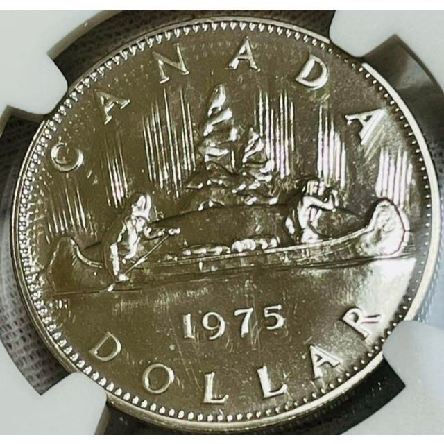 カナダ カヌーダラー 銀貨 1975 NGC MS67 ヤングエリザベス | www
