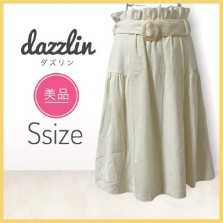 ダズリン(dazzlin)の美品✨【dazzlin】フリルコットンストレッチフレアスカート　ホワイト(ひざ丈スカート)