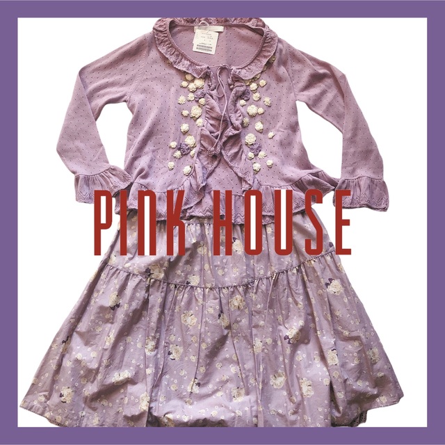 PINK HOUSE(ピンクハウス)の【新品】ピンクハウス バラのモチーフが付いたカーディガン ペチコート付きスカート レディースのレディース その他(セット/コーデ)の商品写真