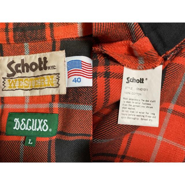 DELUXE Schott チェック ネルシャツ オレンジ