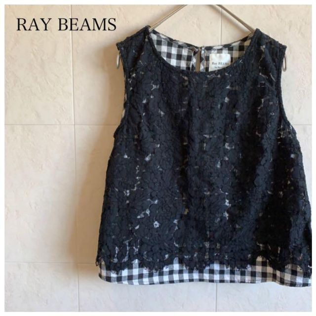 Ray BEAMS(レイビームス)のRAY BEAMS レイビームス　異素材カットソー　レース　チェック レディースのトップス(カットソー(半袖/袖なし))の商品写真