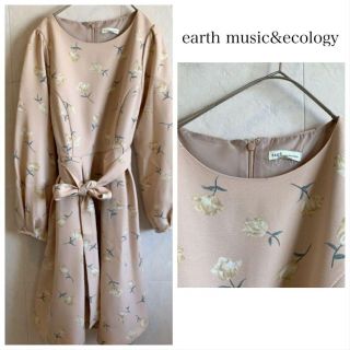 アースミュージックアンドエコロジー(earth music & ecology)のearth music&ecology ミニワンピース ピンク 花柄(ミニワンピース)