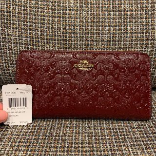 コーチ(COACH)のショプバ・箱付き　54805   コーチ　　長財布　ダークワインレッドエナメル(財布)