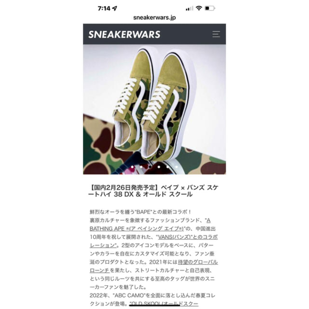 【 BAPE X VANS 】ABC CAMO OLD SKOOL