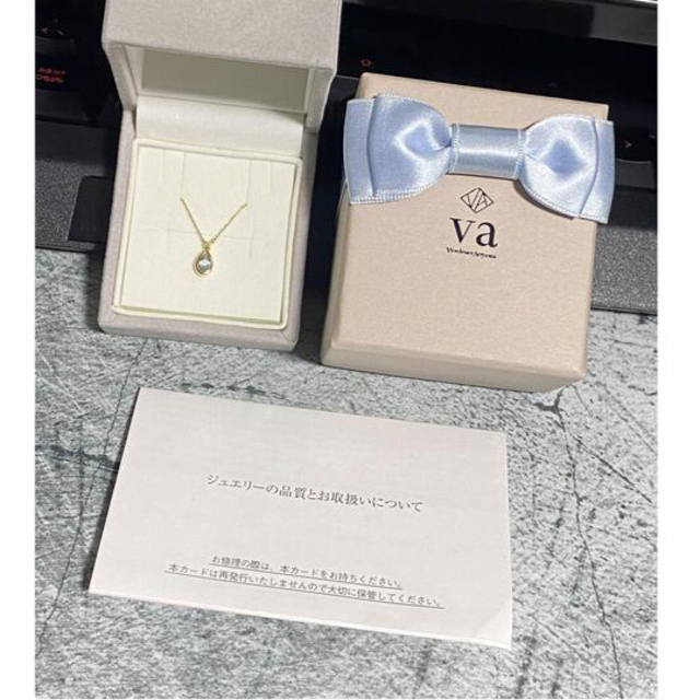 Vendome Aoyama(ヴァンドームアオヤマ)のK10YG ダイヤモンド アクアマリン ドロップモチーフネックレス レディースのアクセサリー(ネックレス)の商品写真