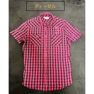 ディーゼル(DIESEL)の☆美品☆【DIESEL/ディーゼル】チェック柄半袖シャツ（sizeM）レッド(Tシャツ/カットソー(半袖/袖なし))