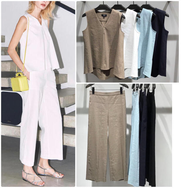 theory 20SS CRUNCHセットアップ ブラウス ワイドパンツ ペブル 激安