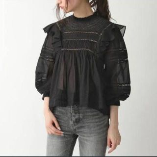 イザベルマラン(Isabel Marant)のイザベルマランエトワール　レース　フリル　ブラウス　ブラック　コットンブラウス(シャツ/ブラウス(長袖/七分))