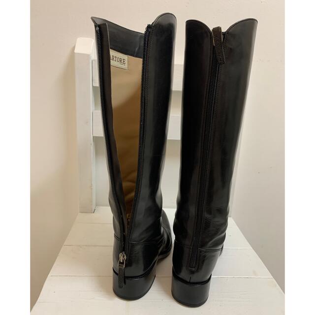 SARTORE(サルトル)のSARTORE サルトル ITALY製 バックファスナー レザーロングブーツ 黒 レディースの靴/シューズ(ブーツ)の商品写真