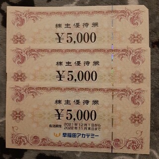 早稲田アカデミー 株主優待券 15,000円分(その他)