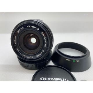 オリンパス(OLYMPUS)の【美品、純正フード付】オリンパス ズイコー 広角 28mm f3.5(レンズ(単焦点))