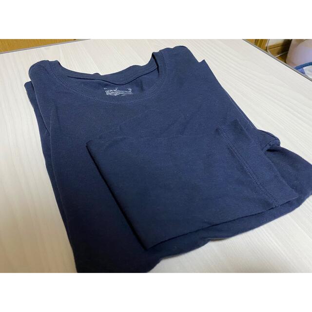 MUJI (無印良品)(ムジルシリョウヒン)の無印良品 無印 無地 七分丈 紺色 MUJI Tシャツ 服 レディースのトップス(カットソー(長袖/七分))の商品写真