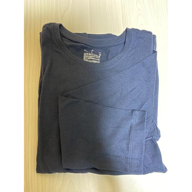 MUJI (無印良品)(ムジルシリョウヒン)の無印良品 無印 無地 七分丈 紺色 MUJI Tシャツ 服 レディースのトップス(カットソー(長袖/七分))の商品写真