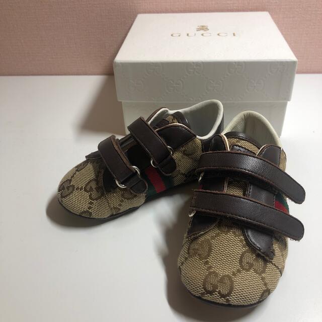 Gucci(グッチ)のgucci グッチ　エース　GG ダブルストラップ　ベビー　ファーストシューズ キッズ/ベビー/マタニティのベビー靴/シューズ(~14cm)(スニーカー)の商品写真