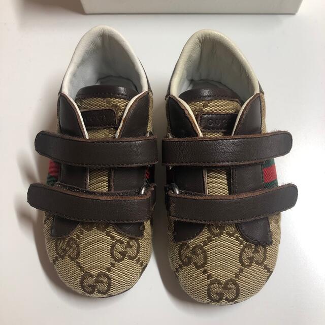 Gucci(グッチ)のgucci グッチ　エース　GG ダブルストラップ　ベビー　ファーストシューズ キッズ/ベビー/マタニティのベビー靴/シューズ(~14cm)(スニーカー)の商品写真