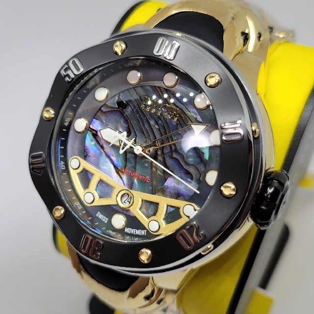 【スイス製オートマチック】Invicta 54mm リザーブ クラーケン 金×鮑