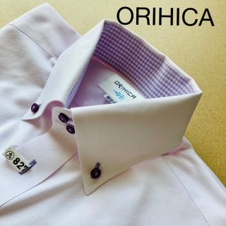 オリヒカ(ORIHICA)のオリヒカ　ピンクドゥエボットーニボタンダウン織柄切替ラベンダー(シャツ)