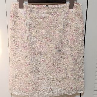 レッセパッセ(LAISSE PASSE)の【夏物Sale!!】❀レッセパッセ❀イエロー花柄レーススカート(ひざ丈スカート)