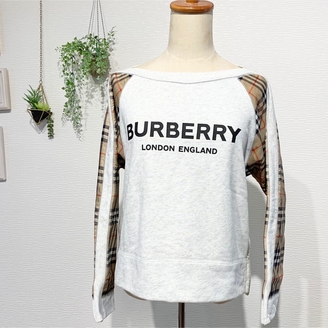 大好評 BURBERRY チェック柄×ロゴプリント スウェット トレーナー