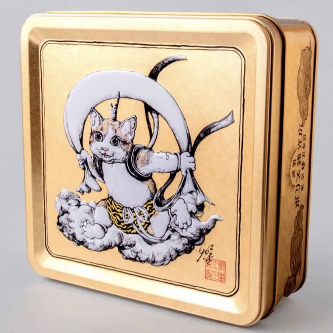 紙箱レア完売品【ヒグチユウコ】エンボス缶☆空き缶☆猫風神 紙箱レア完売品【ヒグチユウコ】エンボス缶☆空き缶☆猫風神
