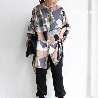 アンティカ(antiqua)のantiqua レトロ柄シャツ(シャツ/ブラウス(長袖/七分))