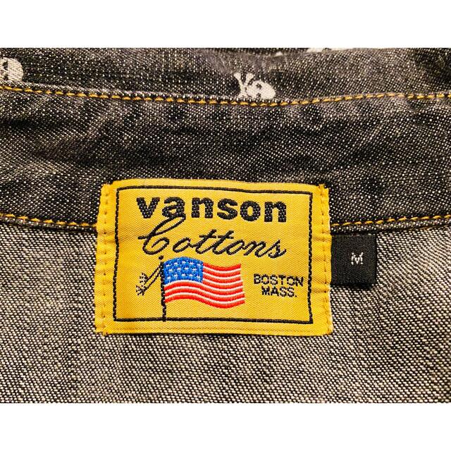 VANSON(バンソン)の【入手困難】VANSON デニムシャツ M 総柄 刺繍 スカル ビックロゴ  メンズのトップス(シャツ)の商品写真