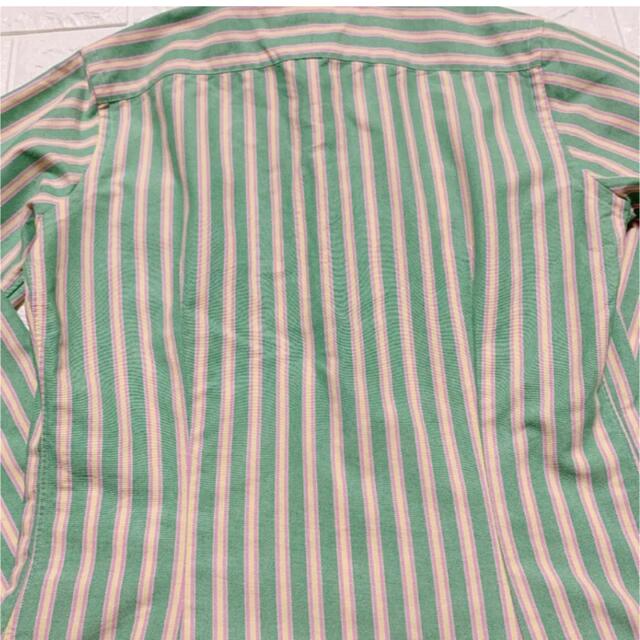 Ralph Lauren(ラルフローレン)の美品　150  ラルフローレン　スリムフィット　グリーン系ストライプ キッズ/ベビー/マタニティのキッズ服男の子用(90cm~)(Tシャツ/カットソー)の商品写真