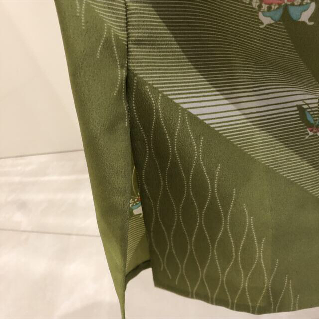 着物リメイク 緑茶 蝶々 ショート丈羽織 ロングスカート レディースのレディース その他(セット/コーデ)の商品写真