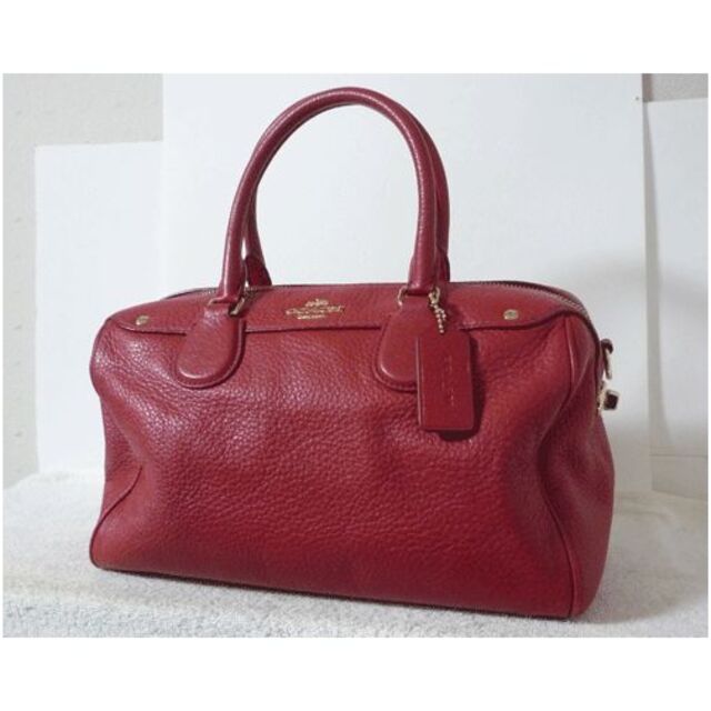 【極美品】本日のみ限定❤️COACHコーチ皮鞄レッド(シリアルナンバー付)