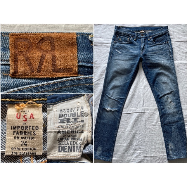 セール♪正規品 USA製 RRL JAPAN WOVEN ストレッチ スキニー ラルフ
